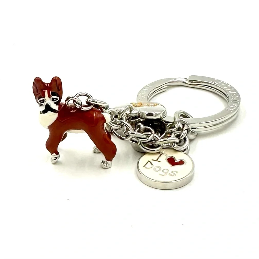 Little Gifts Charm Keychain I Love Dogs Frenchie Bulldog Enamel NWOT